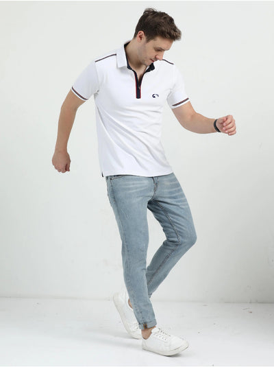 Premium Dry Fit Zipper T-shirt Stellar - White